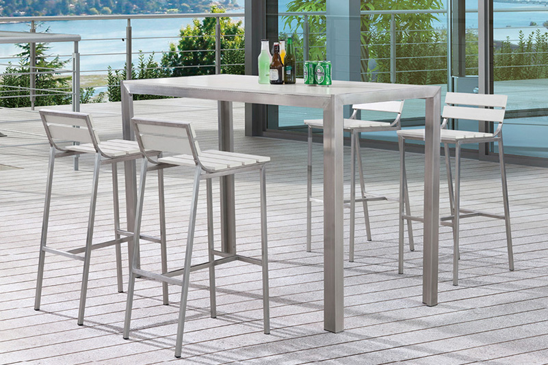 Outdoor stainless steel and plastic wood garden furniture