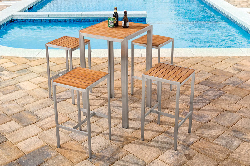 Outdoor Stainless steel bar tablt and stool set