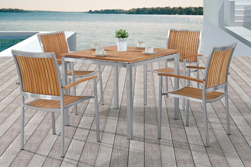 Outdoor garden 5 seater solid wood table set