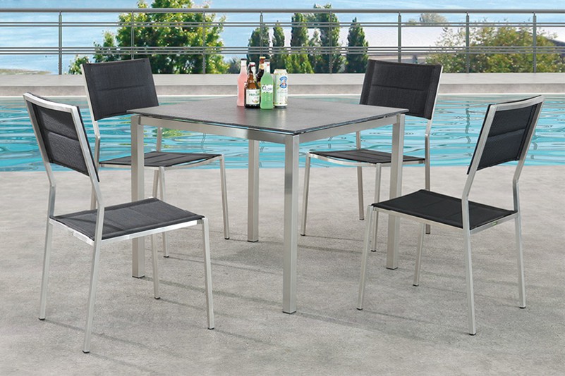 Luxury outdoor garden textiline chair and tempered glass table set