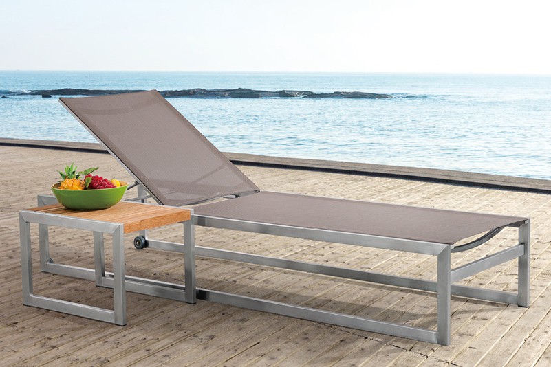 Nordic style design outdoor stainless steel textiline chaise lounge set