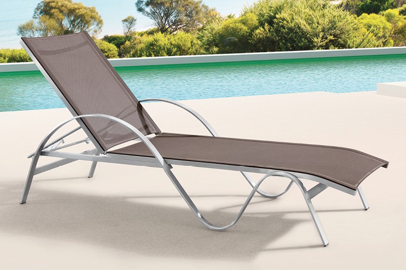 High quality textiline  with stainless steel folding beach lounge chair