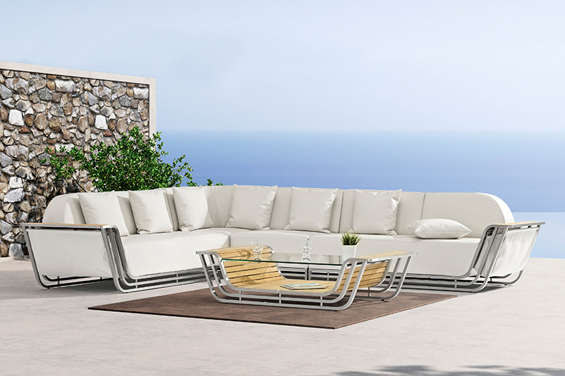 Outdoor leather stainless steel sofa sectional